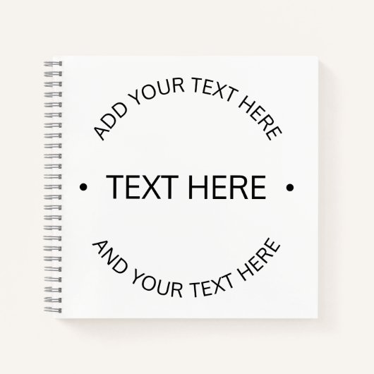 Eenvoudige moderne bewerkbare tekst | Wit & Zwart Notitieboek (Voorkant)