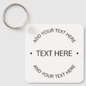 Eenvoudige moderne bewerkbare tekst | Wit & Zwart Sleutelhanger (Voorkant)