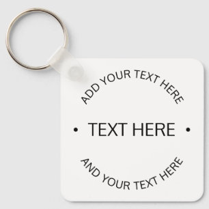 Eenvoudige moderne bewerkbare tekst   Wit & Zwart Sleutelhanger