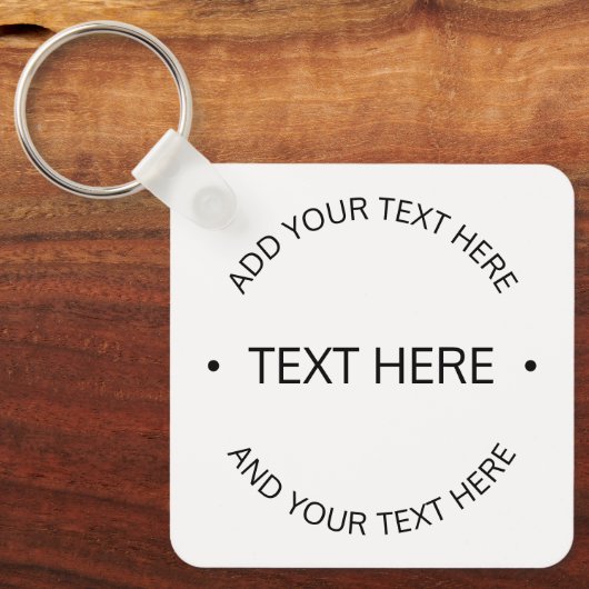 Eenvoudige moderne bewerkbare tekst | Wit & Zwart Sleutelhanger (Voorkant)