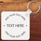 Eenvoudige moderne bewerkbare tekst | Wit & Zwart Sleutelhanger (Achterkant)