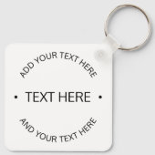 Eenvoudige moderne bewerkbare tekst | Wit & Zwart Sleutelhanger (Achterkant)