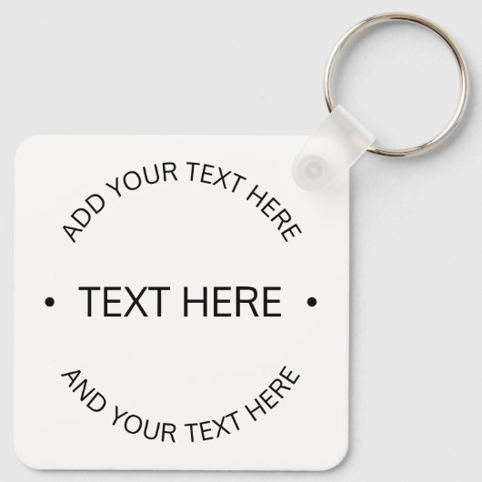 Eenvoudige moderne bewerkbare tekst | Wit & Zwart Sleutelhanger (Achterkant)