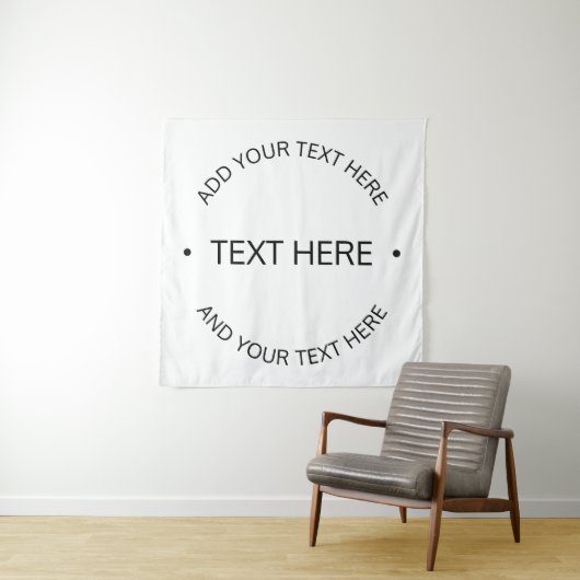 Eenvoudige moderne bewerkbare tekst | Wit & Zwart Wandkleed (In situ)