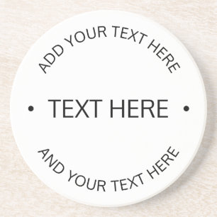 Eenvoudige moderne bewerkbare tekst   Wit & Zwart Zandsteen Onderzetter