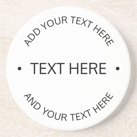 Eenvoudige moderne bewerkbare tekst | Wit & Zwart Zandsteen Onderzetter (Voorkant)