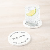 Eenvoudige moderne bewerkbare tekst | Wit & Zwart Zandsteen Onderzetter (Zijkant)