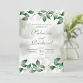 Eenvoudige & moderne bladeren Groene Waterverf bru Kaart (Staand voorkant)