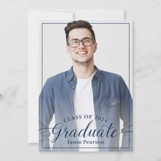 Eenvoudige, moderne, blauw Afstuderen van Navy Scr Kaart (Voorkant)