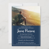 Eenvoudige, moderne, blauw Afstuderen van Navy Scr Kaart (Achterkant)