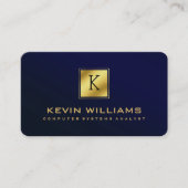 Eenvoudige moderne blauw en goudgeometrische versn visitekaartje (Voorkant)