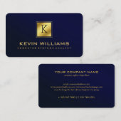 Eenvoudige moderne blauw en goudgeometrische versn visitekaartje (Voorkant / Achterkant)