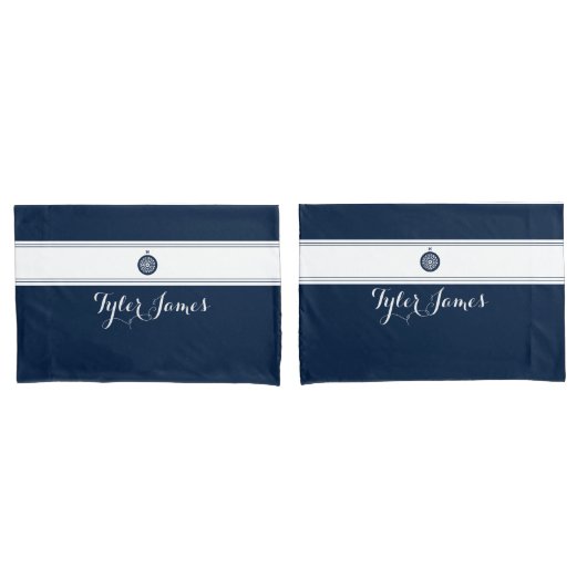 Eenvoudige moderne blauw kompas Nautical  Kussensloop (Voorkant-Set)