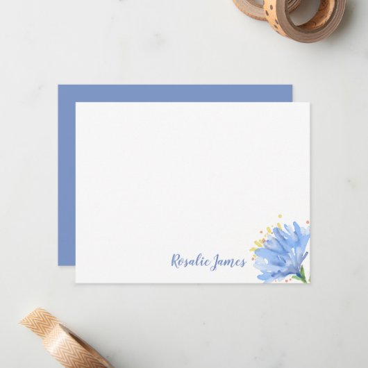 Eenvoudige, moderne blauw ventilator voor Waterver Notitiekaartje (Voorkant / Achterkant in situ)