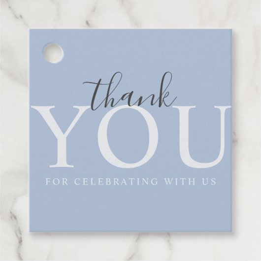 Eenvoudige, moderne, blauwe Baby shower Labels (Voorkant)