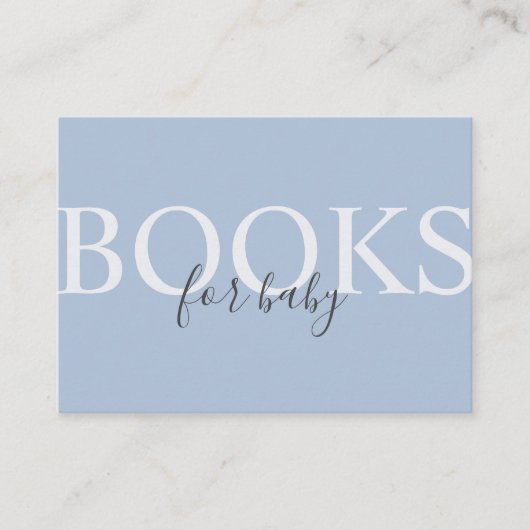 Eenvoudige, moderne, blauwe boeken voor Baby Informatiekaartje (Voorkant)