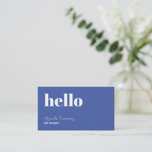 Eenvoudige, moderne blauwe en witte achtergrond visitekaartje (Staand voorkant)
