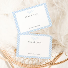 Eenvoudige moderne blauwe geplakte boog bedankkaart