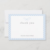 Eenvoudige moderne blauwe geplakte boog bedankkaart (Voorkant)