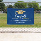 Eenvoudige, moderne blauwe goudbanner voor Afstude Spandoek (Insitu)