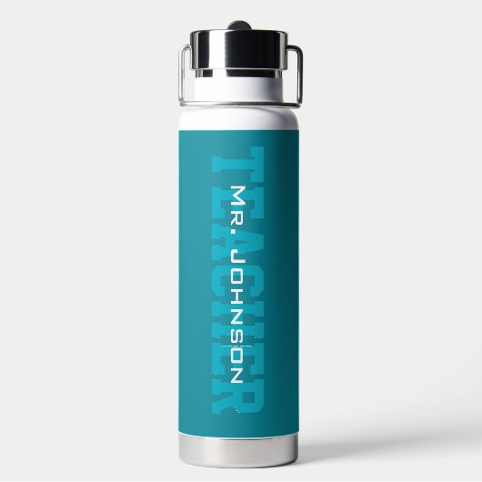 Eenvoudige Moderne Blauwe Leraar Waterfles (Achterkant)