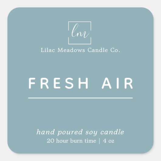 Eenvoudige, moderne blauwe Logo kaarsenvierkant Vierkante Sticker (Voorkant)