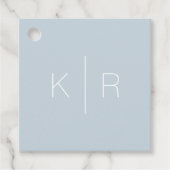 Eenvoudige Moderne Blauwe Monogram Bruiloft Dank u Bedankjes Labels (Voorkant)