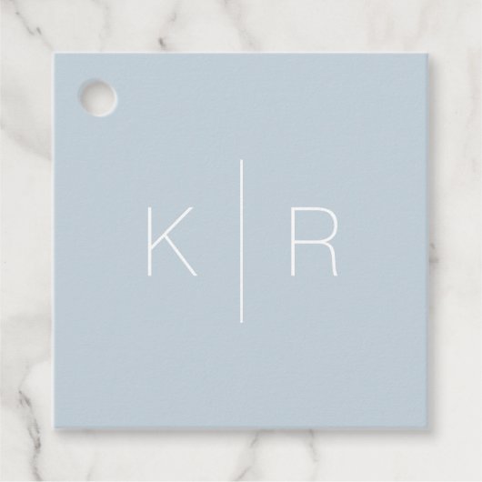 Eenvoudige Moderne Blauwe Monogram Bruiloft Dank u Bedankjes Labels (Voorkant)