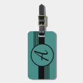 Eenvoudige moderne blauwe monogram initiaal bagagelabel (Voorkant verticaal)