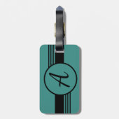 Eenvoudige moderne blauwe monogram initiaal bagagelabel (Achterkant verticaal)