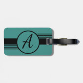 Eenvoudige moderne blauwe monogram initiaal bagagelabel (Achterkant horizontaal)