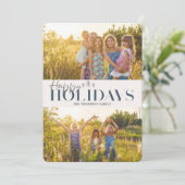 Eenvoudige moderne blauwe Prettige feestdagen twee Feestdagenkaart (Staand voorkant)