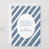 Eenvoudige moderne blauwe strepen vrolijk en helde feestdagenkaart (Achterkant)