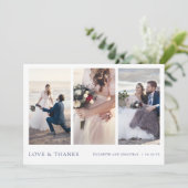 Eenvoudige Moderne Blauwe Typografie Multi Photo W Bedankkaart (Staand voorkant)