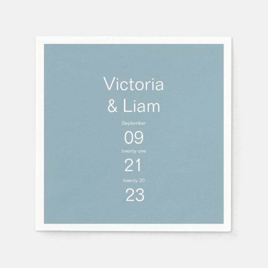 Eenvoudige, moderne blauwe typografie servet (Voorkant)