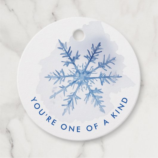 Eenvoudige Moderne Blauwe Waterverf van de Kerstmi Bedankjes Labels (Voorkant)