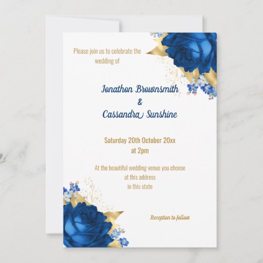 EENVOUDIGE MODERNE BLAUWE WIT-WEDING KAART (Voorkant)