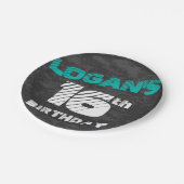 Eenvoudige moderne Blauwgroen en zwarte tienerjong Papieren Bordje (Gekanteld)