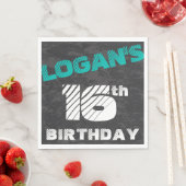 Eenvoudige moderne Blauwgroen en zwarte tienerjong Servet (Insitu)