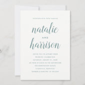 Eenvoudige moderne Blauwgroen Script bruiloft Kaart (Voorkant)