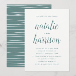 Eenvoudige moderne Blauwgroen Script bruiloft Kaart