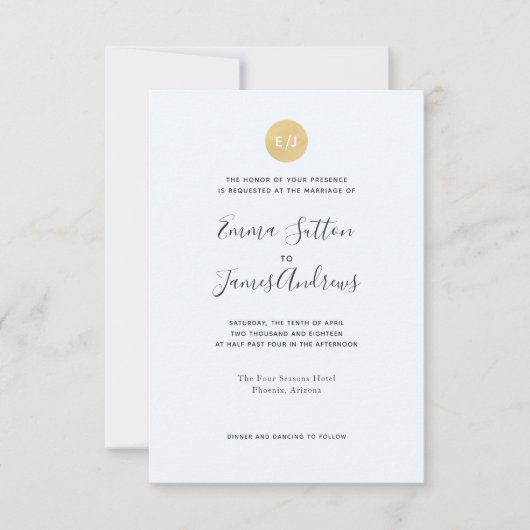 Eenvoudige moderne Bleek blauw gouden bruiloft uit Kaart (Voorkant)