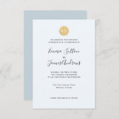 Eenvoudige moderne Bleek blauw gouden bruiloft uit Kaart (Voorkant / Achterkant)