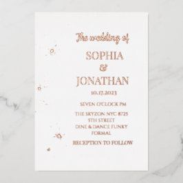 Eenvoudige moderne bloedige bruinbruil folie uitnodiging