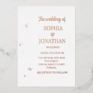 Eenvoudige moderne bloedige bruinbruil folie uitnodiging