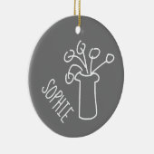 Eenvoudige, moderne bloem wit keramisch ornament (Rechts)