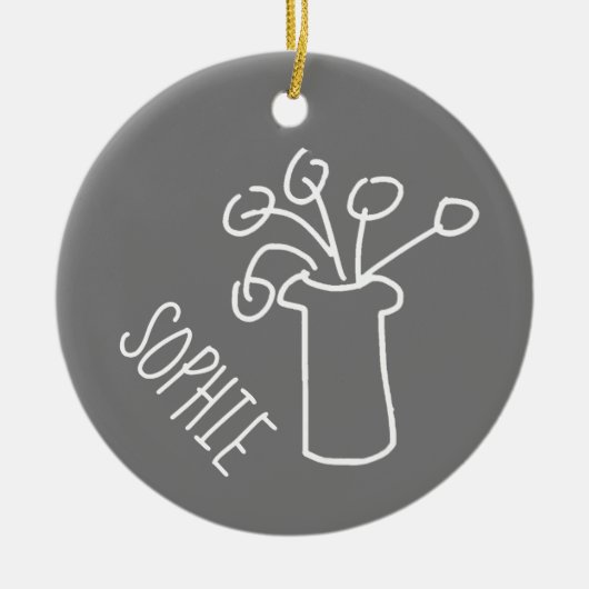 Eenvoudige, moderne bloem wit keramisch ornament (Voorkant)