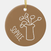 Eenvoudige, moderne bloem wit keramisch ornament (Voorkant)