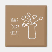 Eenvoudige, moderne bloem wit magneet (Voorkant)