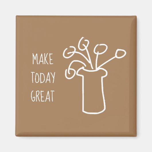 Eenvoudige, moderne bloem wit magneet (Voorkant)